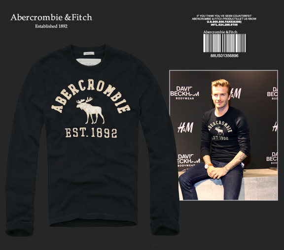 Abercrombie Fitch Hombres De Cuello Redondo Con Gente Fotos Largo Remera AF6148